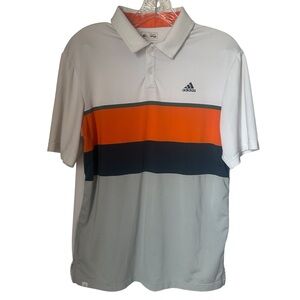 Adidas White, Green, Orange Golf Polo Shirt size S
